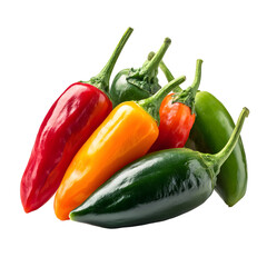 Colorful jalapeno peppers clustered together
