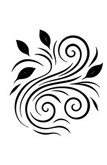 Black and White Nature Wind Flow Silhouette Vector