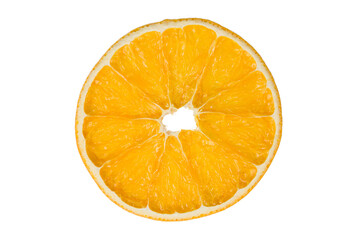 Slice of orange fruit isolated on white background with clipping path.