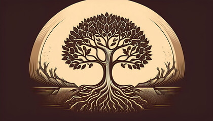 Tree of Life: Rooted Strength and Growth Illustration