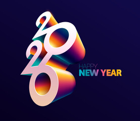 Happy New year 2026. 3D colorful numbering design. Bright greeting card with calendar date.