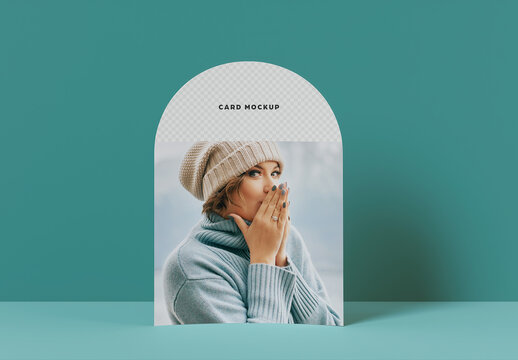 Simple Arched Card Mockup With Teal Background