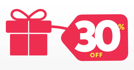30% promo, box, tag, commerce, price, value. market, off, Merry Christmas, party, gift, buy, sale, special, discount. Special, store. Icon, vector, set
