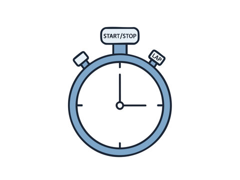 Illustration of a blue stopwatch with startstop and lap buttons.