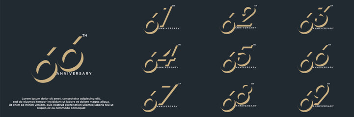 set anniversary year logo designs. abstract number, icon, vector illustration	