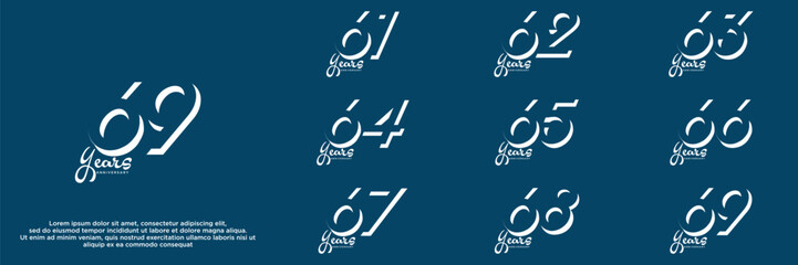 set anniversary year logo designs. abstract number, icon, vector illustration	
