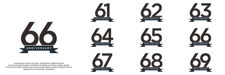 set anniversary year logo designs. abstract number, icon, vector illustration	