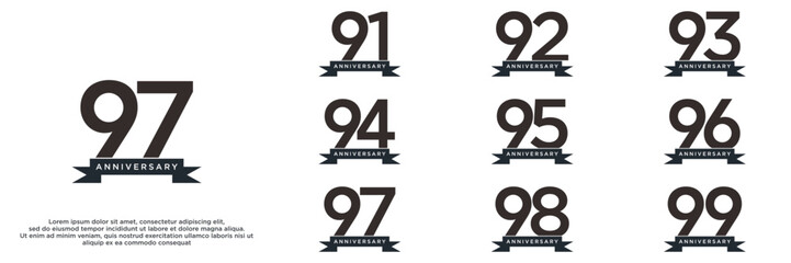 set anniversary year logo designs. abstract number, icon, vector illustration	