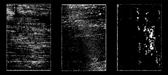 Grunge worn paper effect. Overlay texture stamps with old paper. Stamps distress grain surface dust and rough background concept. Illustration place over object to create grunge effect. Vector EPS10.
