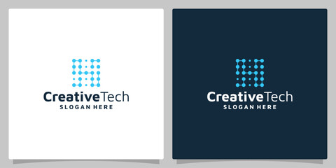 Creative tech logo with a stylized letter S made from a network of connected blue dots.