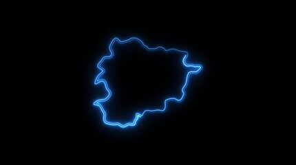 Andorra outline glowing electric blue energy border abstract animation dark background digital representation country map shape