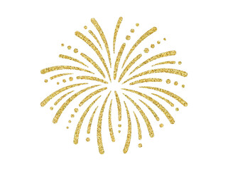 Obraz premium Golden Glitter Firework Burst Isolated on White Background 