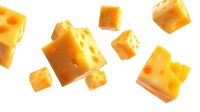 Falling mango cubes falling isolated on transparent background piece, diced, fruit, tropical, cube, mango, fresh