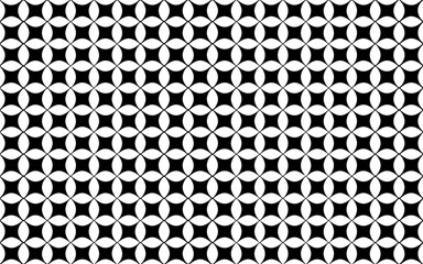 Geometric seamless pattern with black shapes on white background