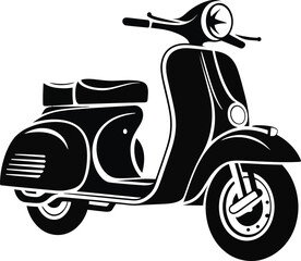 Vintage moped scooter vector silhouette isolated graphic design