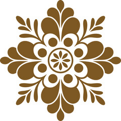Brown symmetrical ornate floral mandala design element pattern
