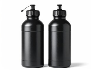 Two sleek black water bottles, minimalist design