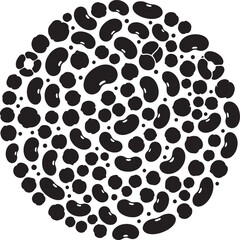 Black and White Bean Circle Pattern Organic Minimalist Graphic Design