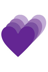 A series of hearts in varying shades of purple, creating a layered effect
