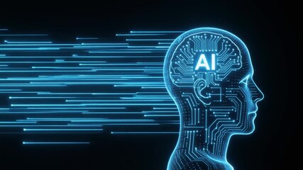 Artificial Intelligence Brain Concept with Data Flow Digital Mind Technology Innovation - Powered by Adobe