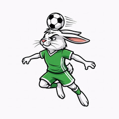 Soccer Rabbit Mascot Cartoon Illustration on White Background. Perfect for sports logos, team branding, t‑shirt prints, or mascot design projects.