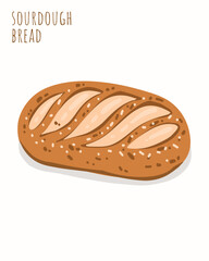 Sourdough Bread Long Tasty Simple Modern Flat Vector Template Poster.ai
