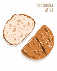 Sourdough Bread slice Oval Tasty Simple Modern Flat Vector Template Poster