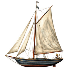 Obraz premium Vintage Sailing Ship Illustration. Nautical Adventure And Maritime Exploration Concept Isolated On Transparent Background