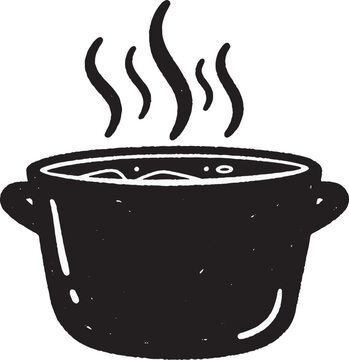 Delicious homemade soup in a pot with steam rising gently