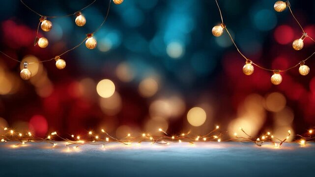 Illuminating Celebration: A captivating array of festive fairy lights graces a moody backdrop, casting a warm, celebratory glow across the scene.