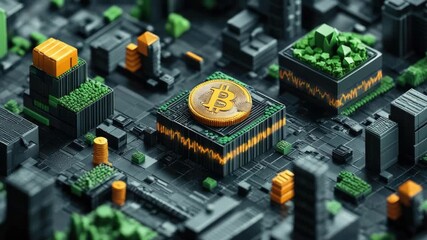 An artistic rendering of a city built from digital and green elements, symbolizing the interweaving of technology with nature. - Powered by Adobe