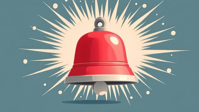 Bell of Announcement: A striking, stylized depiction of a red bell, radiating a burst of energy to symbolize announcement, alerts, and notification, designed to capture attention.