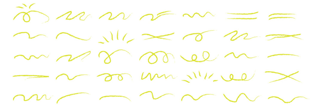 Hand drawn marker strokes set. Black paint brush lines, underlines and squiggles. Creative highlighter collection for graphic design. Ink doodle & scribble elements vector.