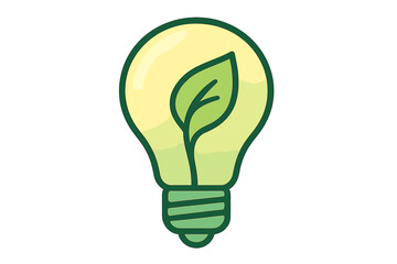 Eco-friendly light bulb with a green leaf inside representing sustainable energy and environmental concepts