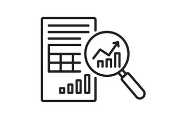 Detailed examination of financial growth data in business document using a magnifying glass