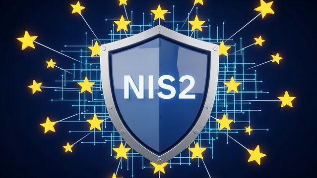 NIS2 Shield Security Concept European Union Cyber Protection and Regulations