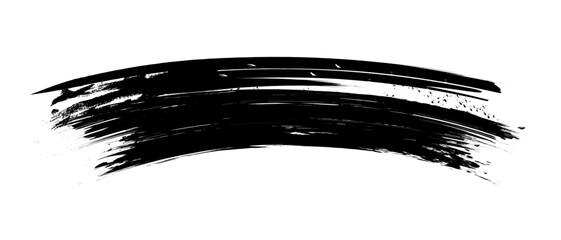 Black Distressed Single Detailed Paint Brush Stroke Curved Swipe Grunge Isolated Vector Banner