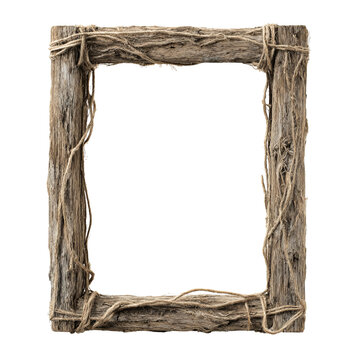 Rustic wooden picture frame with vine accents