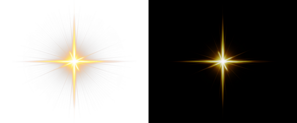 PNG Overlay with Golden Star Flares on Transparent Background
