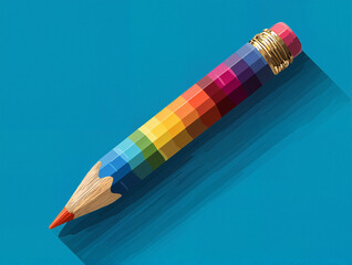 Colorful pencil on blue background
