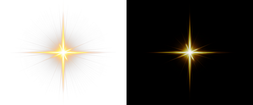 PNG Overlay with Golden Star Flares on Transparent Background - Powered by Adobe