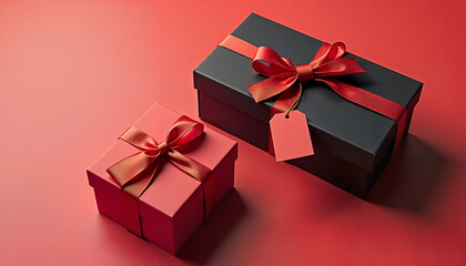 Decorative gifts in red and black for holiday celebrations

