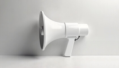 White megaphone against a light gray background  
