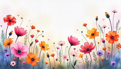 Colorful floral illustration with blooming flowers
