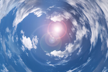 Fototapeta premium Tunnel from clouds background texture watercolor fairy-tale design unusual colorful