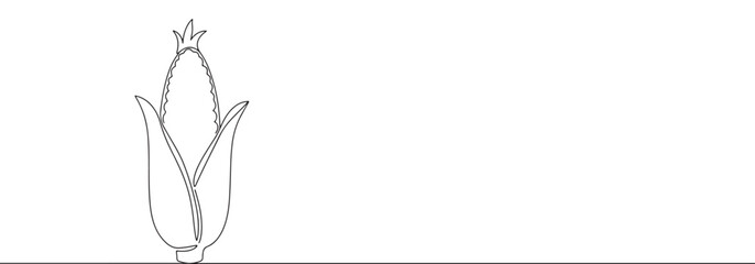 Fototapeta premium Continuous one thin smooth line simple minimalistic drawing of an ear of corn on a white background