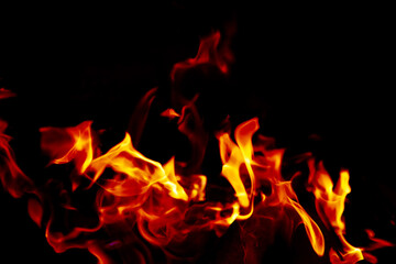 Background of the flame in the oven. Overlay layer. Tongues of fire in a fireplace.