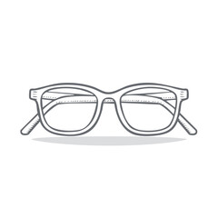 Line Art Illustration of Eyeglasses with Shadow Vision Correction Optometry Eye Care