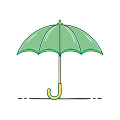 Cartoon illustration of a green umbrella, rain protection, weather symbol