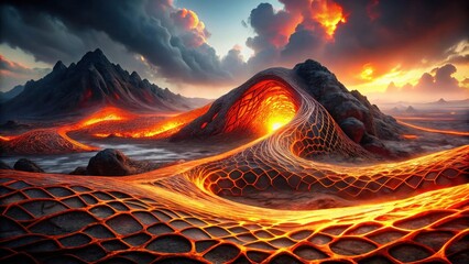 Fiery Molten Landscape Sunset